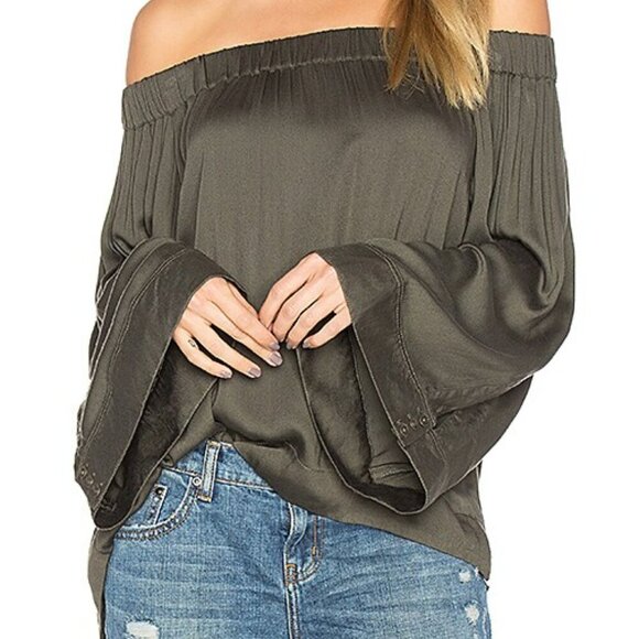 Revolve One Teaspoon Boy Bowie Blouse Top Off the Shoulder Flare Long Sleeve 2XS - Picture 1 of 11